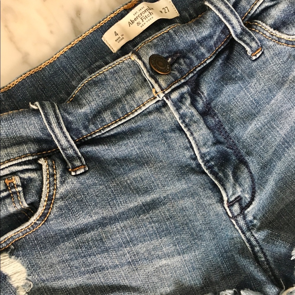 Abercrombie & Fitch Distressed/Frayed Denim Shorts